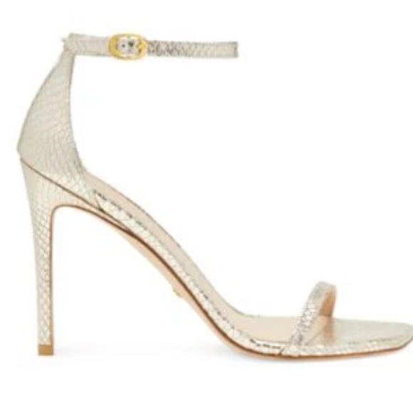 Stuart Weismann Nudist Curve 100 Platino Gold Sandal - Picture 3 of 8
